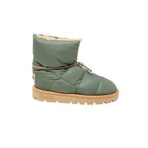 NEW FLUFIE women's shiny pillow boot in khaki green